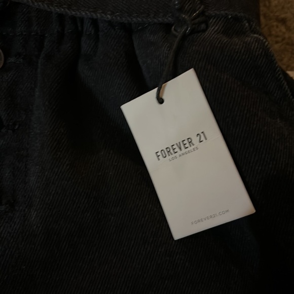 NWT forever 21 black jean paperbag belted shorts - Picture 9 of 10